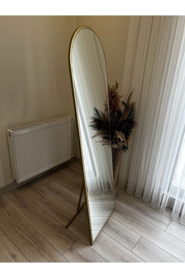 Metal Çerçeve Gold Oval Ayaklı Boy Aynası 50x160