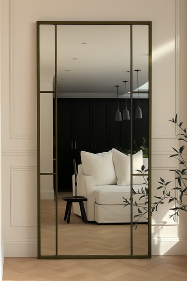 Eskitme Metal Çerçeveli Modern Dekoratif Boy Aynası - 80x180