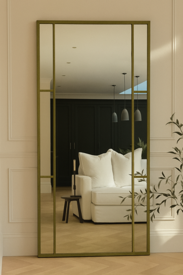 Gold Metal Çerçeveli Modern Dekoratif Boy Aynası - 80x180