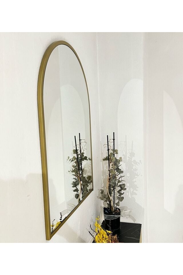 Gold Metal Çerçeve Dekoratif Ayna / Konsol Aynası / Banyo Aynası (ÖLÇÜ 65X85CM)