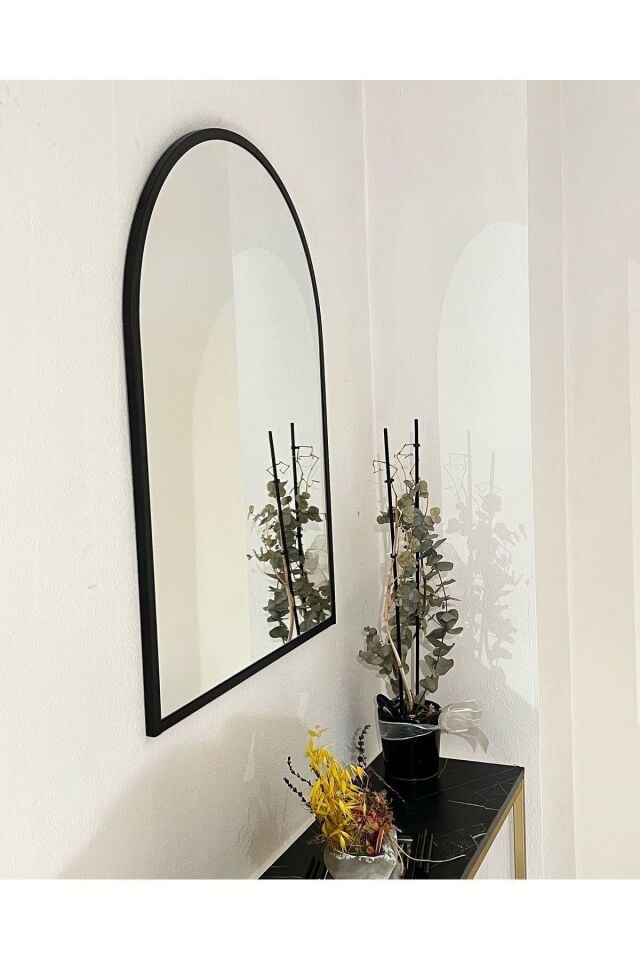 Siyah Metal Çerçeve Dekoratif Ayna / Konsol Aynası / Banyo Aynası (ÖLÇÜ 65X85CM)