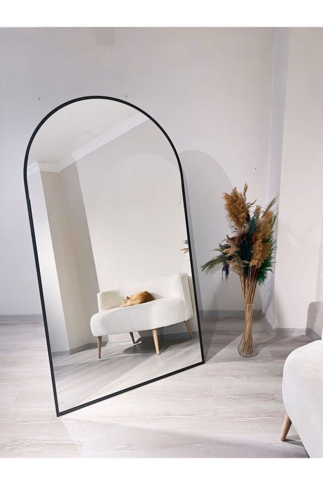 Metal Çerçeve Siyah Oval Ayaklı Boy Aynası 100x180