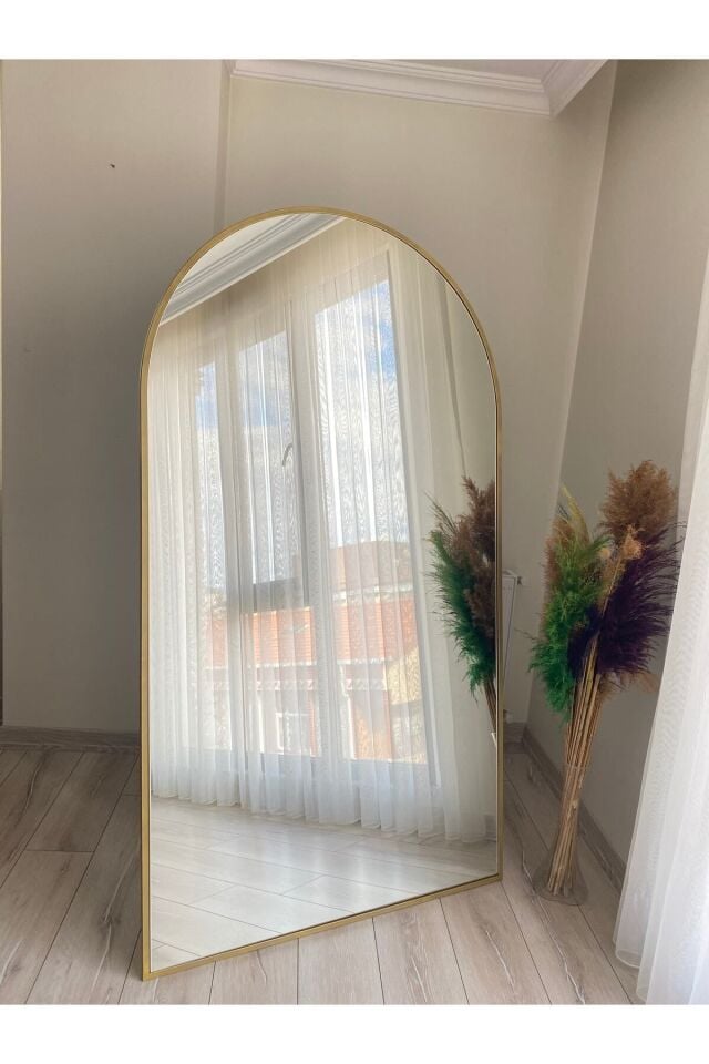 Metal Çerçeve Gold Oval Ayaklı Boy Aynası 100x180