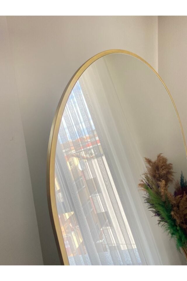 Metal Çerçeve Gold Oval Ayaklı Boy Aynası 100x180