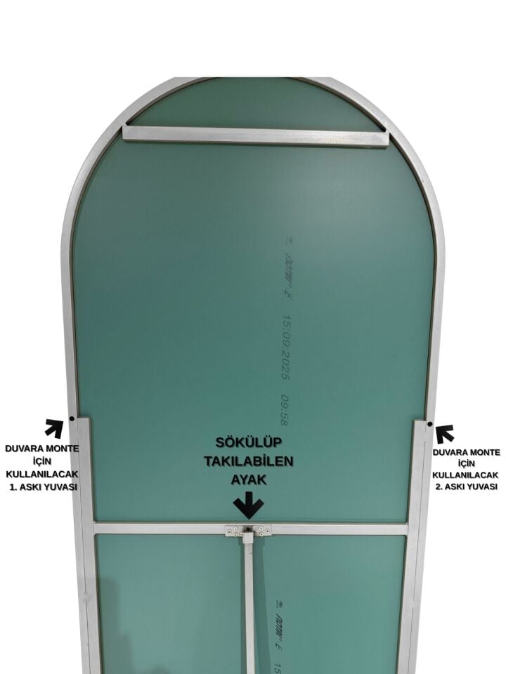 Duvara Monte Beyaz Metal Çerçeve Oval Boy Aynası 65x180