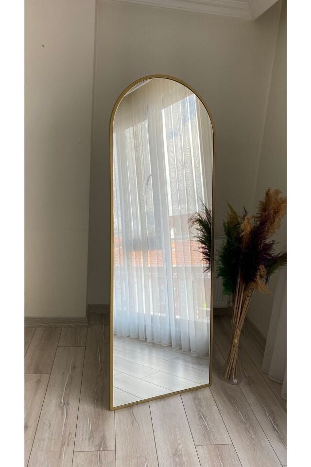 Metal Çerçeve Gold Oval Ayaklı Boy Aynası 65x180 Cm