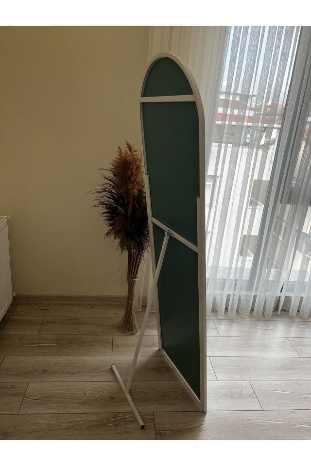 Metal Çerçeve Beyaz Oval Ayaklı Boy Aynası 50x160