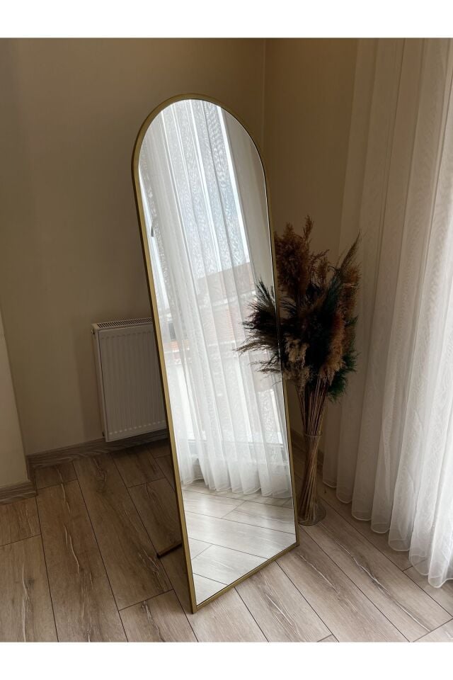 Metal Çerçeve Gold Oval Ayaklı Boy Aynası 50x160