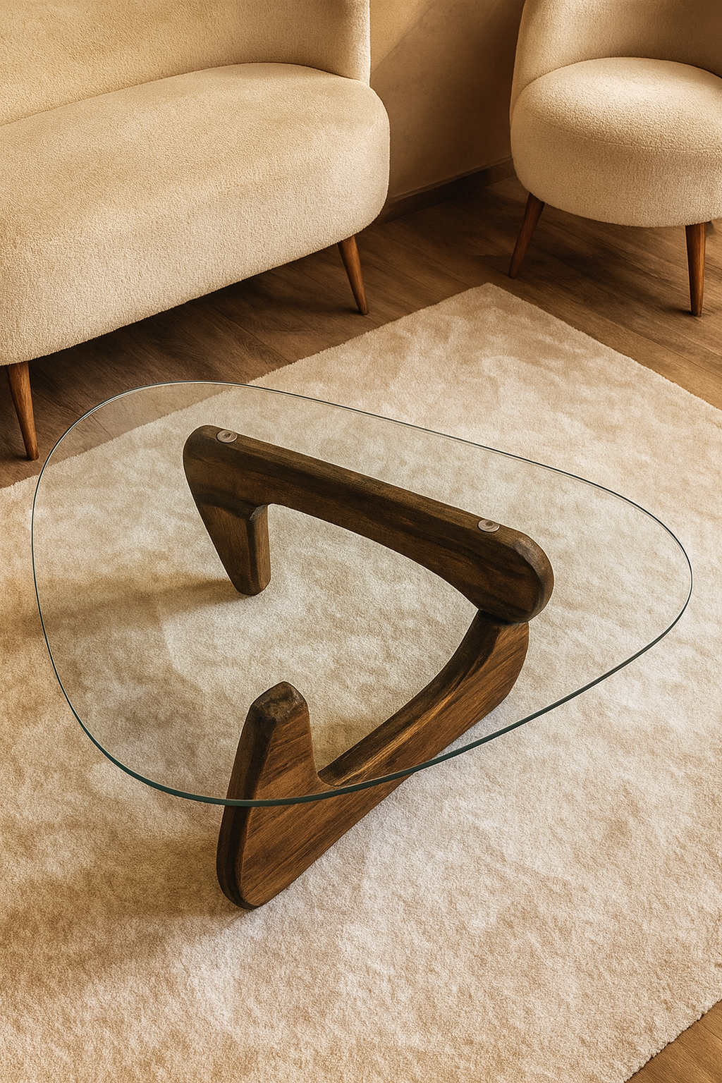 Ceviz Ahşap Modern Cam Orta Sehpa 90x65 (8 mm Temperli Cam KIRILMAZ)