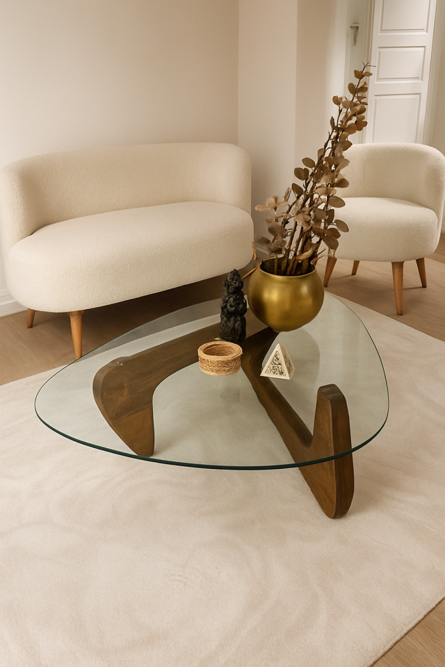 Ceviz Ahşap Modern Cam Orta Sehpa 90x65 (8 mm Temperli Cam KIRILMAZ)