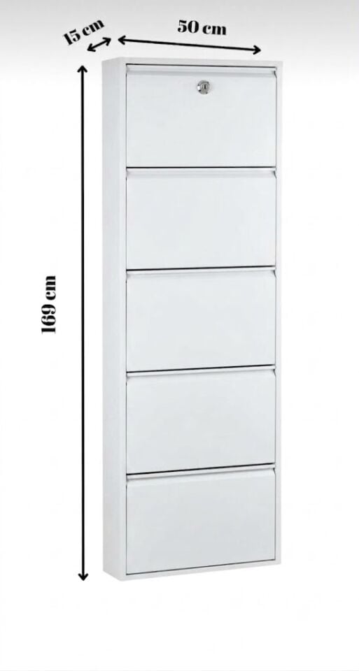 KİLİTLİ BEYAZ 5 KAPAK METAL AYAKKABILIK