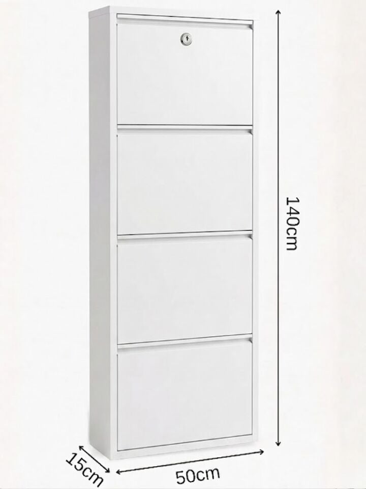 KİLİTLİ BEYAZ 4 KAPAK METAL AYAKKABILIK